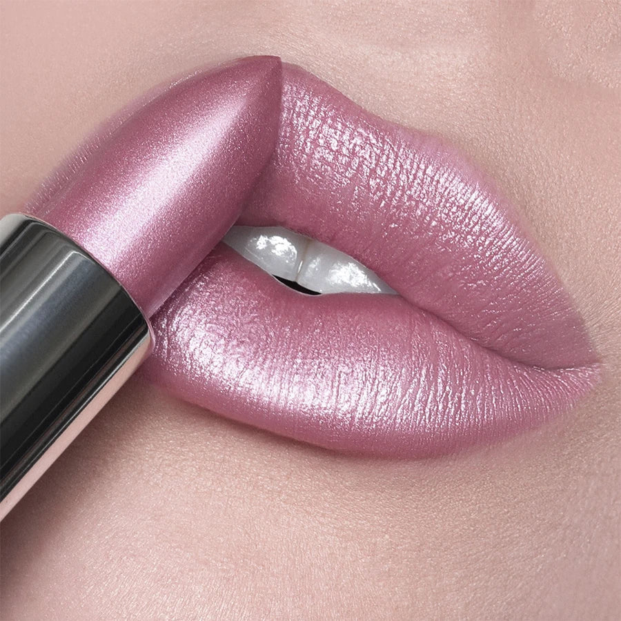 Blushimmer 21Colors metallic lipstick with bold glitter and shiny pearlescent finish, long-lasting matte lip makeup in vibrant shades.