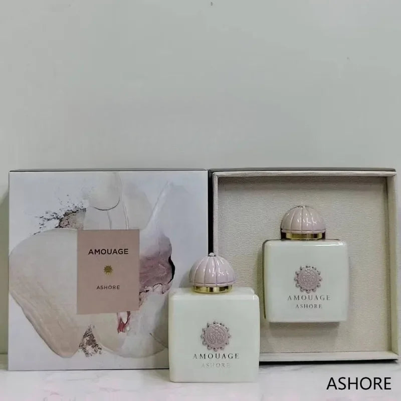Women's floral perfume by Blushimmer featuring violet, lilac, peony, rose, and soft musk notes in a 100ml elegant bottle.