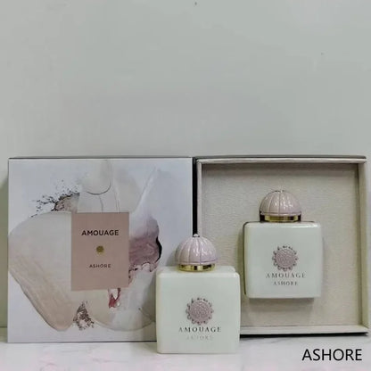 Women's floral perfume by Blushimmer featuring violet, lilac, peony, rose, and soft musk notes in a 100ml elegant bottle.