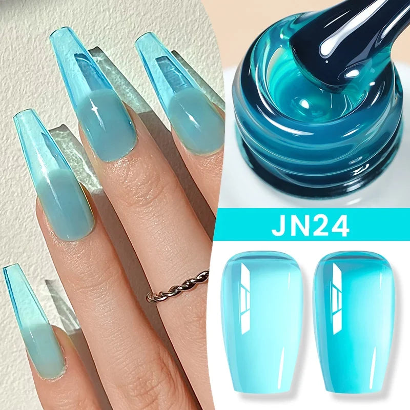 Blushimmer BORN PRETTY Jelly Nude Gel Nail Polish 10ml in light pink peach, translucent UV light cure gel for nail art at home