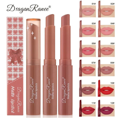Blushimmer nude matte waterproof lipstick in sexy red velvet shade, long-lasting lip makeup for women with a smooth, fading-resistant finish.
