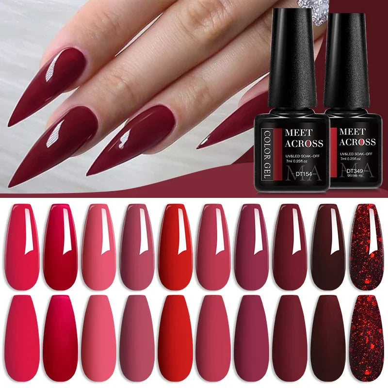 Blushimmer 7ml Burgundy Crimson nail gel polish with high pigment, non-streak, long-lasting UV LED soak-off gel for DIY home salon.