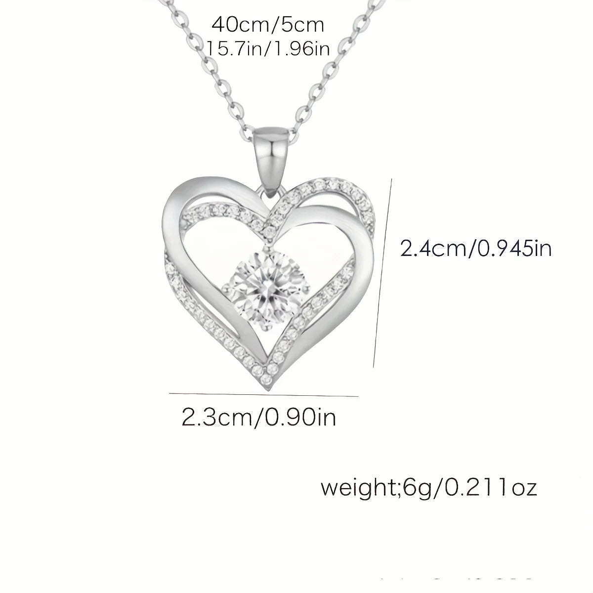 Women's Double Heart Necklace in Rose Gift Box - for Mother, Wife, Girlfriend - Valentine's Day, Birthday, Wedding Present