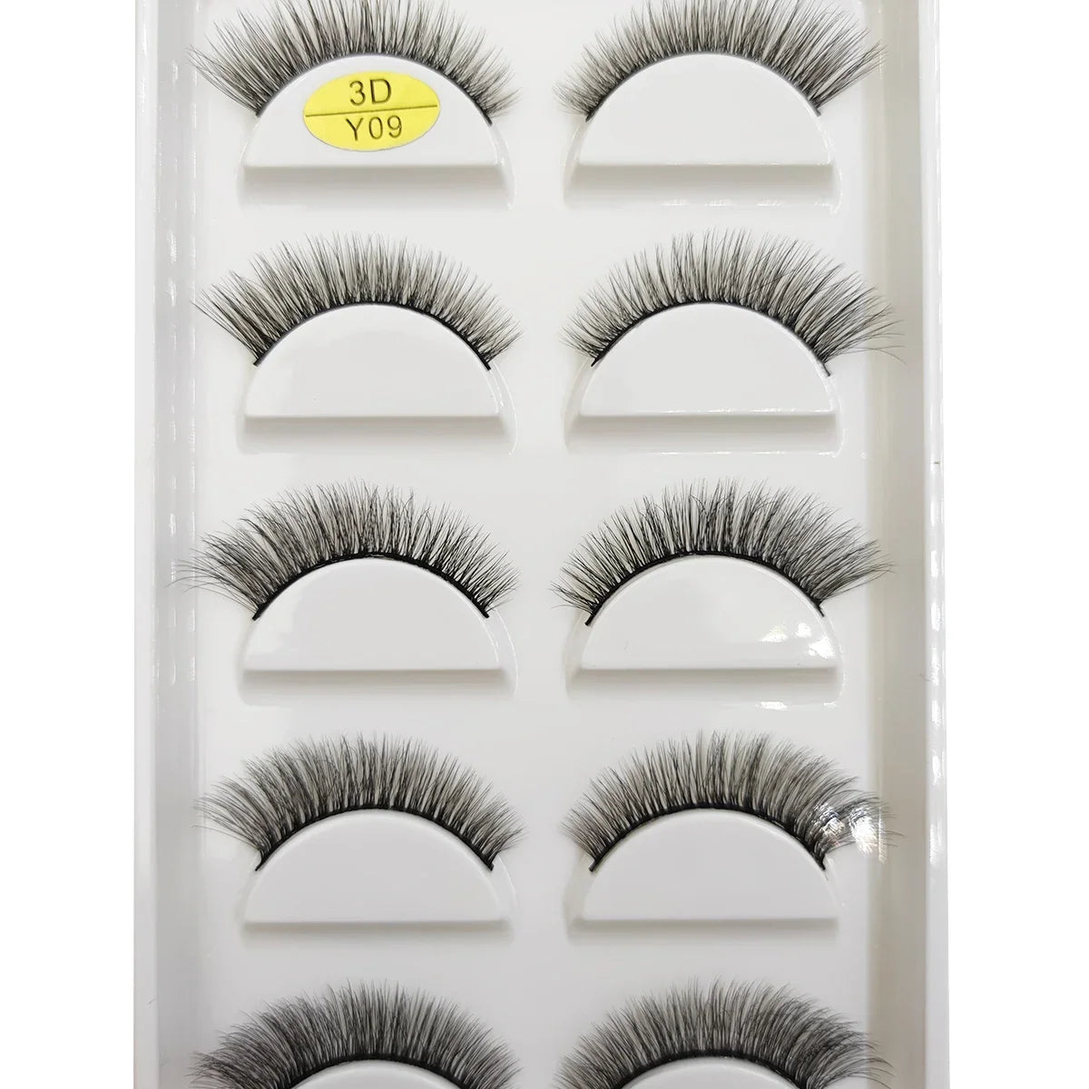 Five pairs of soft, wispy 3D mink false eyelashes by Blushimmer, featuring fluffy, natural-looking eye lashes in nine styles.