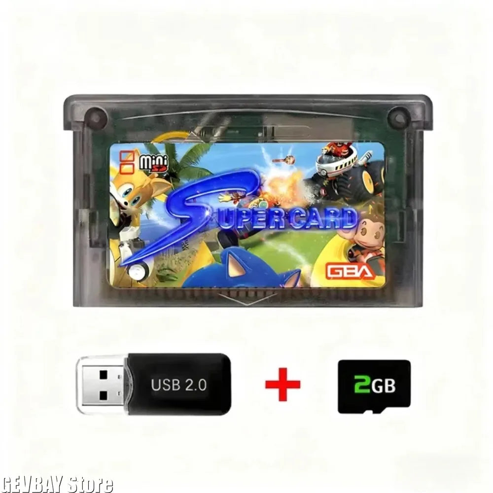 2GB Game Backup Device with USB Flash Drive Super SD Flash Adapter Cartridge for GBA GBM IDS NDS-NDSL Gaming Accessory