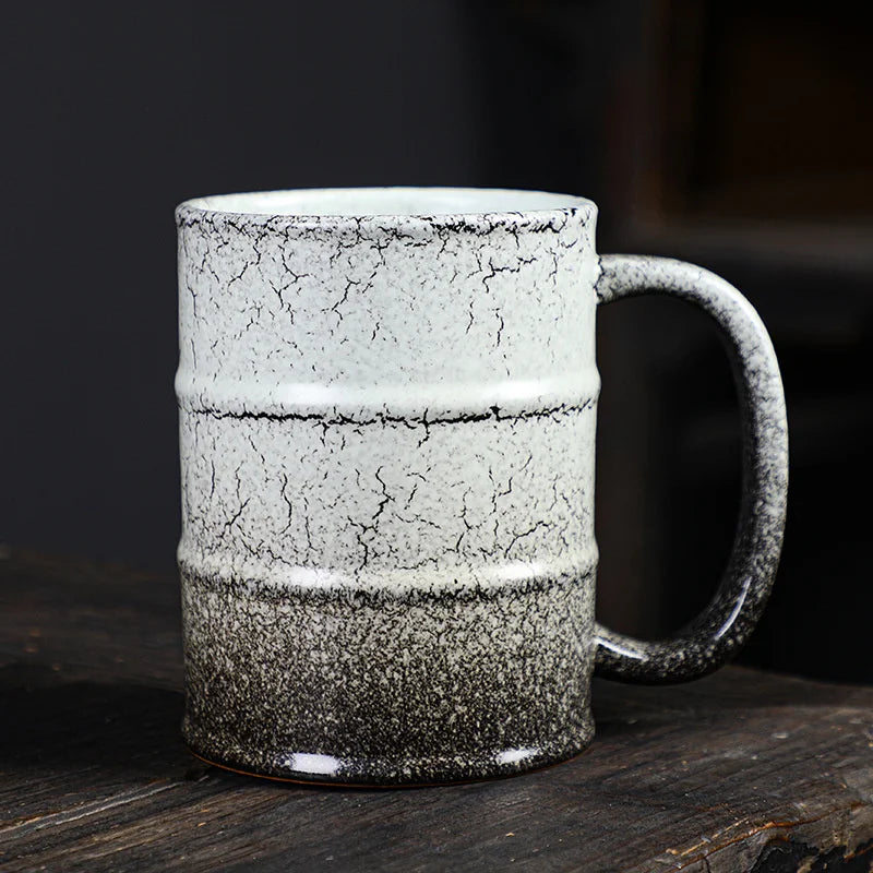 600ml Oil Barrel Cup Large - capacity Ceramic Coffee Mug Household Latte Espresso Latte Mug Stoneware Teacup Water Cup Drinkware