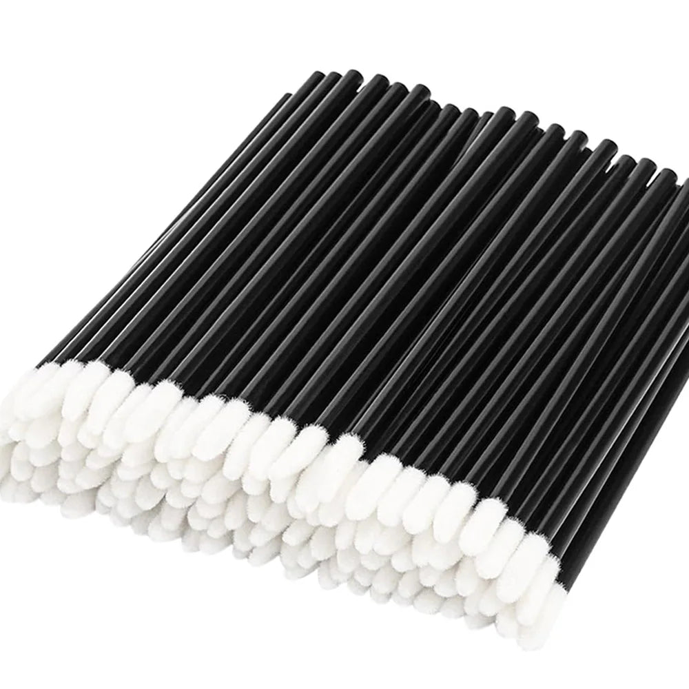 Set of 100 colorful Blushimmer lip brushes and applicators for makeup, eyelash extensions, and lipstick application.