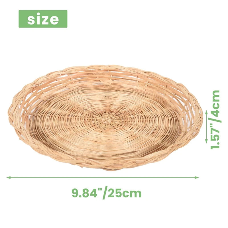 Bamboo Paper Plate Holder - 10 Inch Round Woven Plate Holder, Reusable Paper Plate Holders For Picnic Party