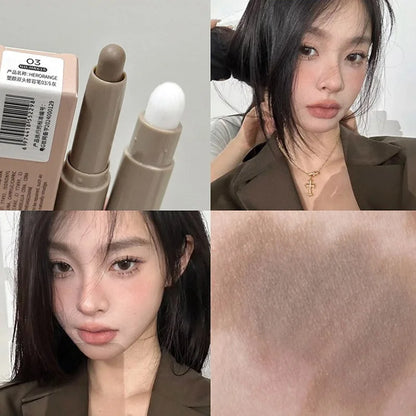 Blushimmer double head contour stick with brush, waterproof cream bronzer for face and nose shading, lasting makeup contour pen