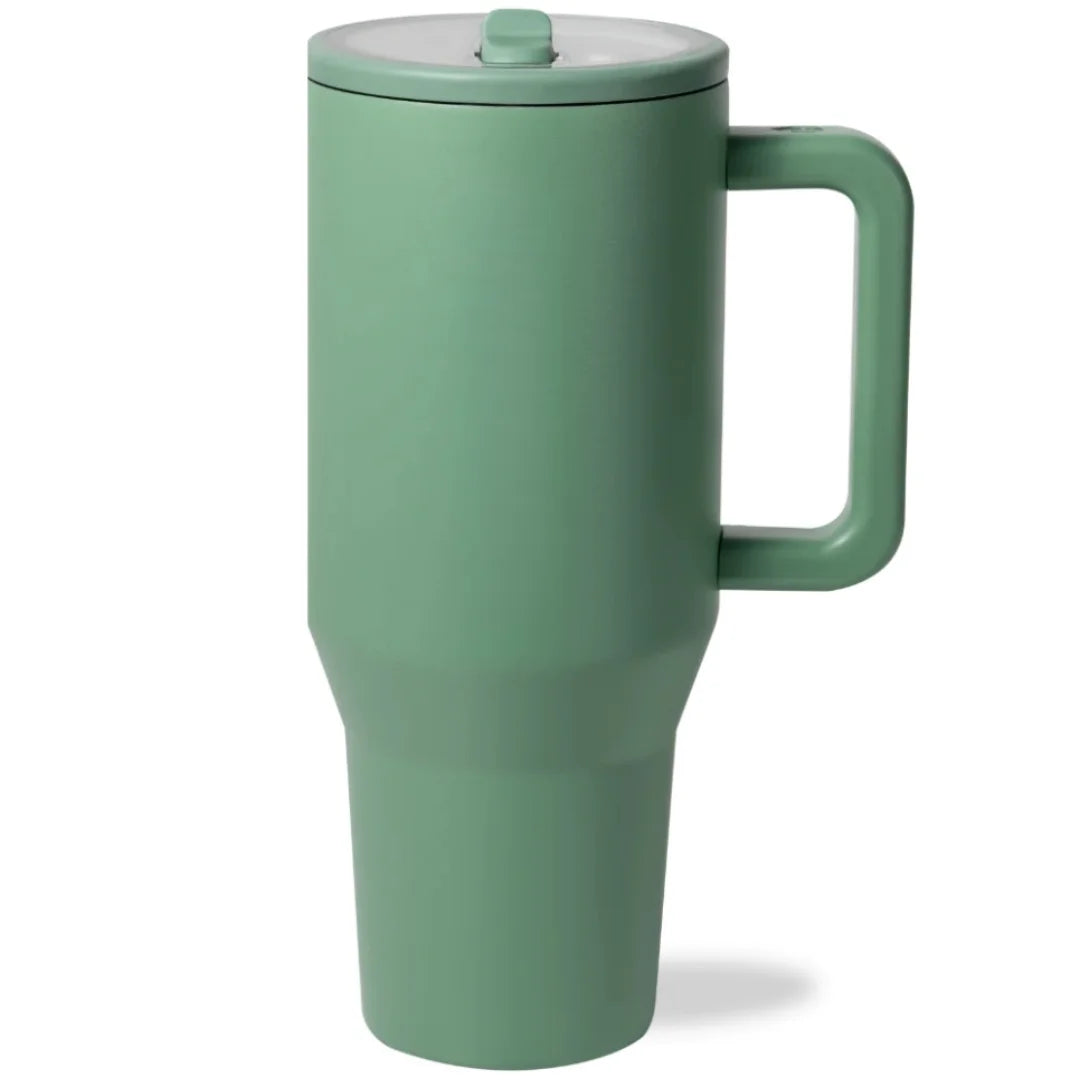 40 oz Traveler Water Bottle with Handle & Flip Straw 304 Stainless Steel Coffee Tumbler Termos Cup for Travel Mug