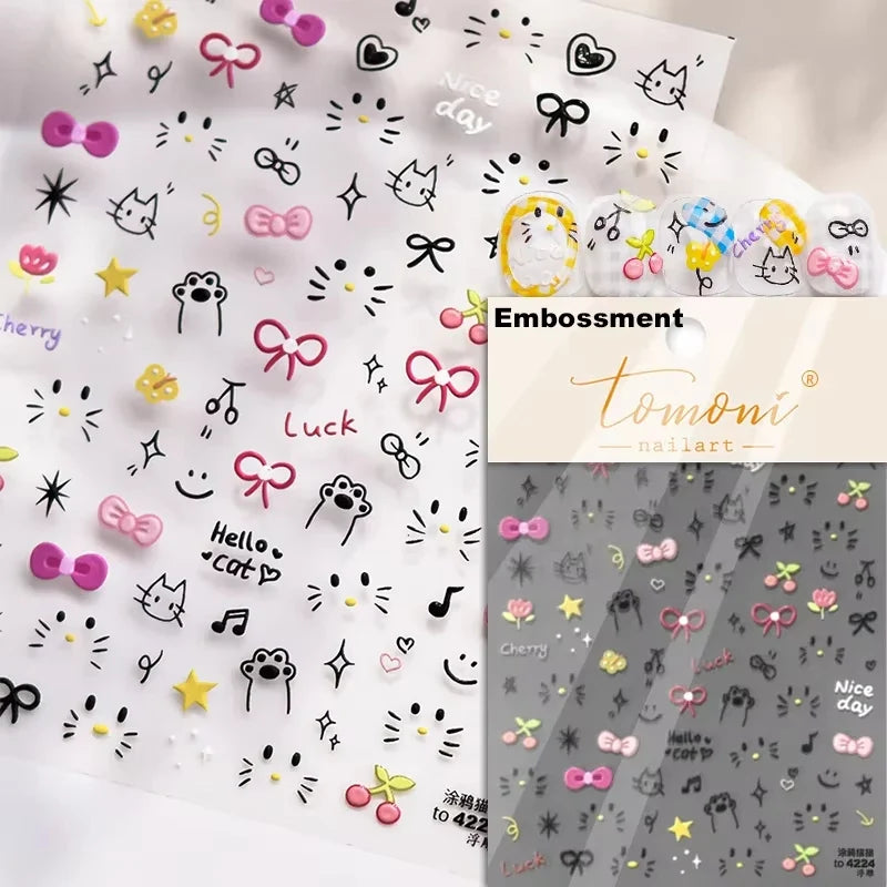 Brown 5D Japanese Kawaii Bear nail art sticker by Blushimmer, self-adhesive cartoon animal nail decoration for DIY manicure.