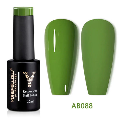 Blushimmer Yokefellow 10ml translucent pink gel nail polish in a clear bottle with a brush applicator, showcasing a high-quality UV gel varnish