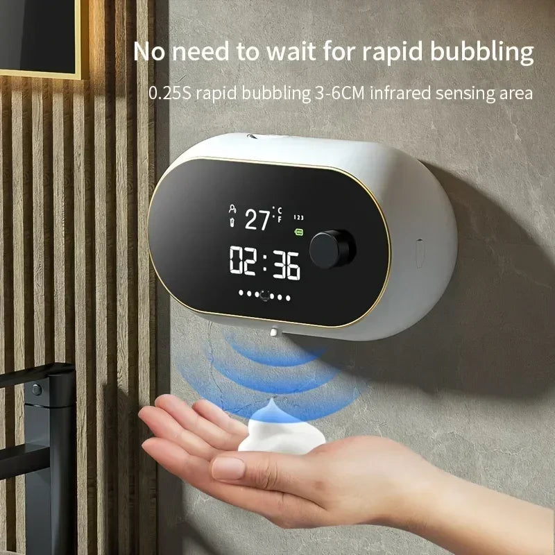 Automatic Induction Hand Washer Wall Mounted Soap Diapenser Electric USB Charging with LED Display Foam Machine Liquid Dispens