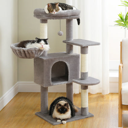 AAIwang Pet Products Cat Tree with plush perch, cozy condo, hammock, and sisal scratching posts for indoor cats.