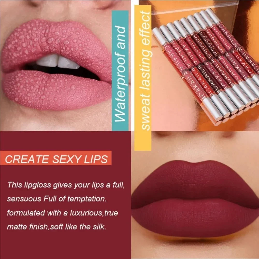 Set of 10 nude matte lip glosses by Blushimmer, long-lasting waterproof Korean lip tints and liquid lipsticks for women.