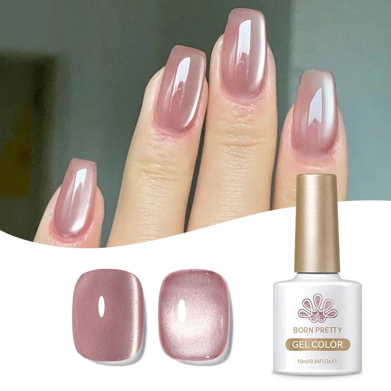 Born Pretty 10ml purple grape cat magnetic gel nail polish with whitening guava glass beads, vibrant nail supplies by Blushimmer.