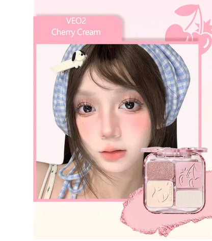 VEECCI Blushimmer 4-color contour palette with matte and shimmer bronzer, highlighter, and nude tones for long-lasting facial makeup.