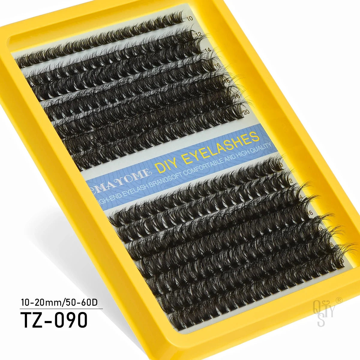 Blushimmer 20-100D cluster eyelash extensions with 280 mixed natural look lash clusters for DIY volume lash application.