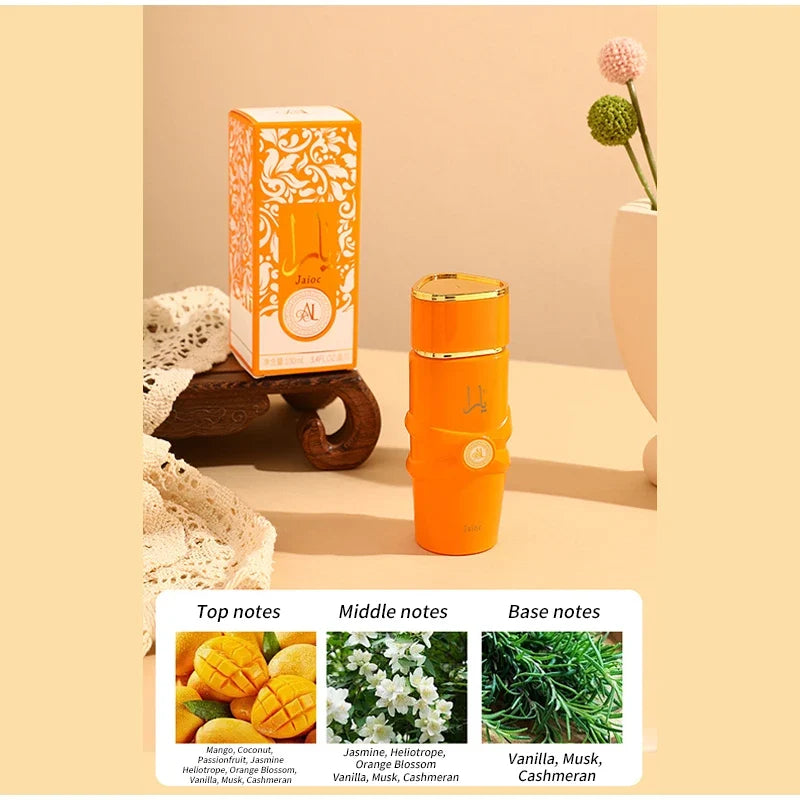 Luxury Arab perfume by Blushimmer, unisex Eau de Parfum spray with floral, fruity, spicy, and musk notes, elegant fragrance.
