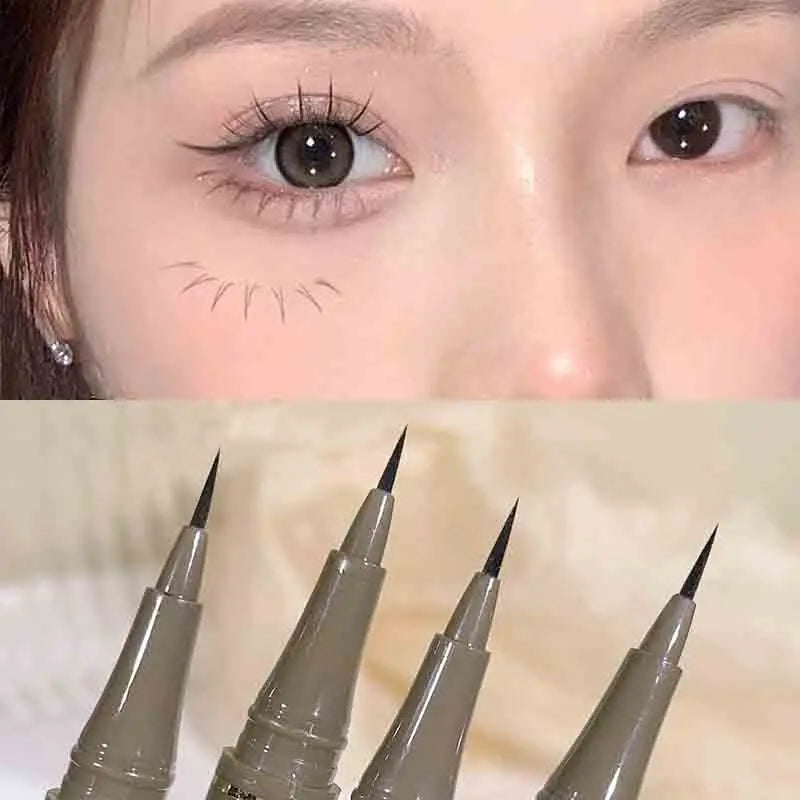 Blushimmer waterproof liquid eyeliner pen in newbie brown with precise tip, designed for long-lasting, smudge-proof eye makeup.