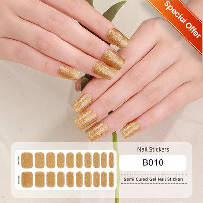 Blushimmer 20Tips gradient French semi-cured gel nail stickers with full cover nail gel polish wraps and decal for manicure.