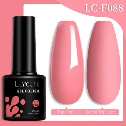 LILYCUTE 7ML colorful gel nail polish bottles from Blushimmer in various shades for long-lasting manicures and nail art.