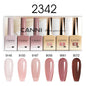 Blushimmer CANNI Nail Gel Polish Kit with 6 nude and pink gel colors, HEMA free, ideal for French nail designs and natural looks.