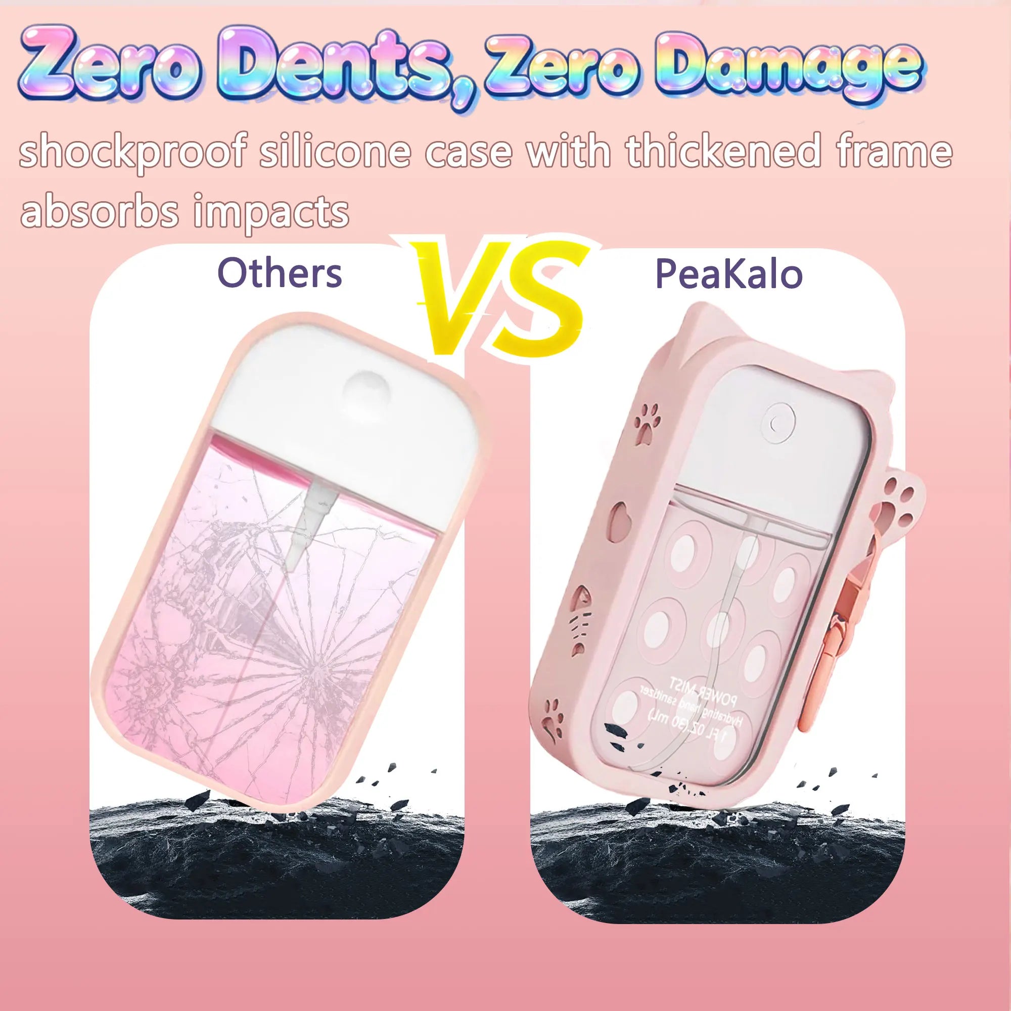 Hand Sanitizer Mist Case 1FL. OZ., Protective and Stylish Hand Sanitizer Spray Accessory, Silicone Case with Keyring，Portable