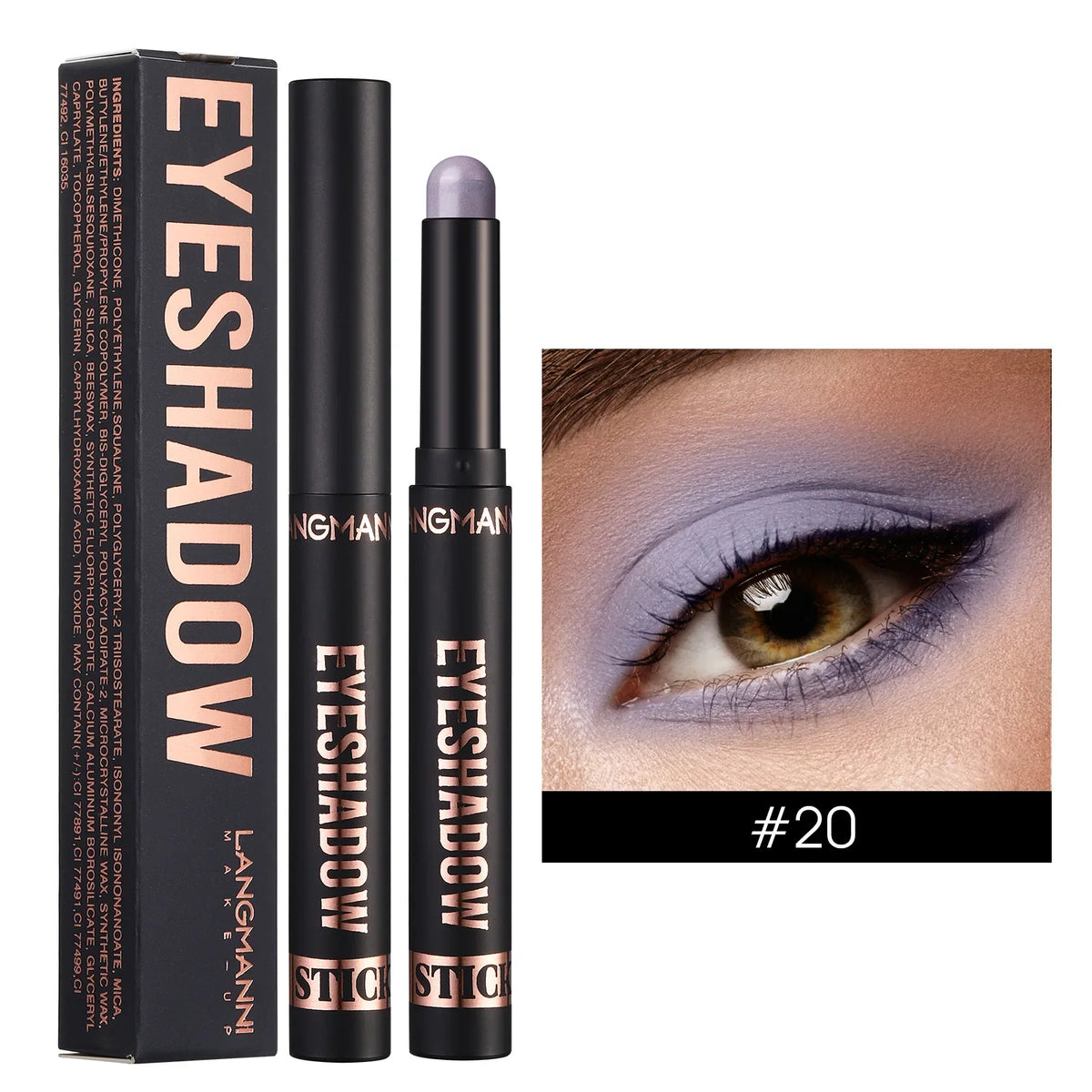Blushimmer LANGMANNI 16-color pearl eyeshadow stick with waterproof, long-lasting color and face highlight in a sleek makeup pencil