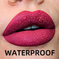 Blushimmer matte velvet lip gloss in nude and red shades, waterproof liquid lipstick with black lips tint and lip glaze makeup.