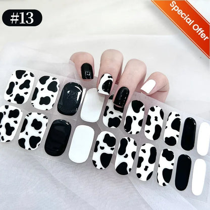 Blushimmer 20 Tips gradient French semi-cured gel nail sticker set with full cover nail gel polish wraps for manicure, UV lamp needed