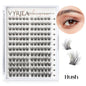 Close-up of Blushimmer 3D wispy eyelash clusters with C curl, super thin band, natural look, ideal for DIY eyelash extensions.