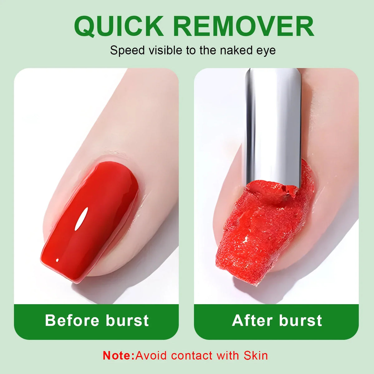 Blushimmer 3-piece gel nail polish remover set with bottles showing easy application and quick UV gel removal without soaking.