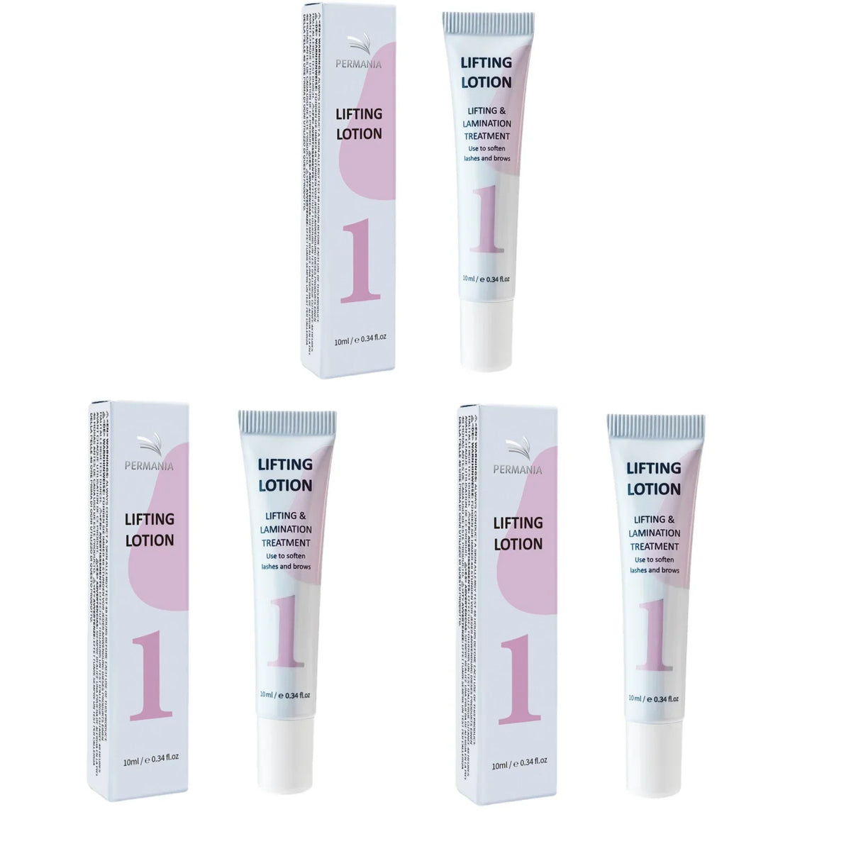 Blushimmer PERMANIA eyebrow lift lotion bottle for brow lamination and eyelash lifting, with applicator brush visible.
