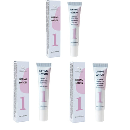 Blushimmer PERMANIA eyebrow lift lotion bottle for brow lamination and eyelash lifting, with applicator brush visible.