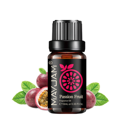 Blushimmer MAYJAM fruit essential oil bottle with cherry, banana, papaya, grape, litchi, guava, kiwifruit, pear, and fig scents.