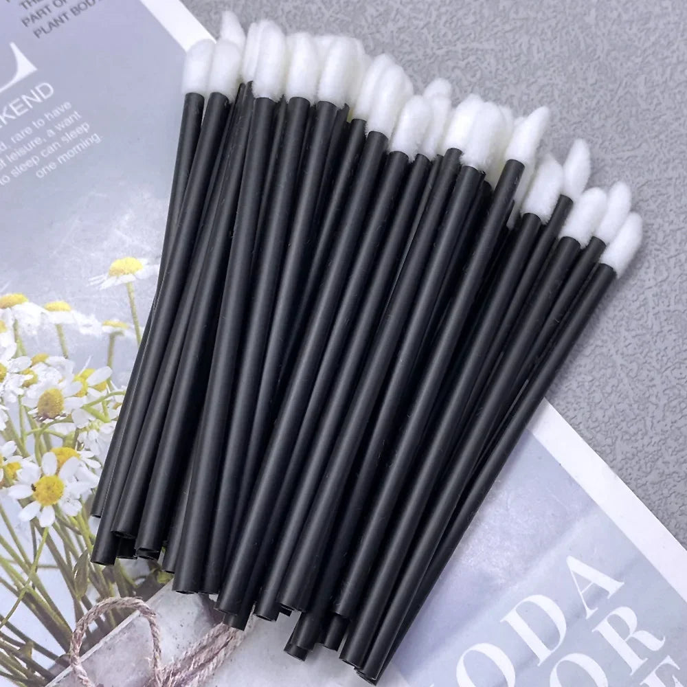 Wholesale pack of 50 or 1000 Blushimmer disposable lip brushes for lipstick and gloss application, makeup tool for women.