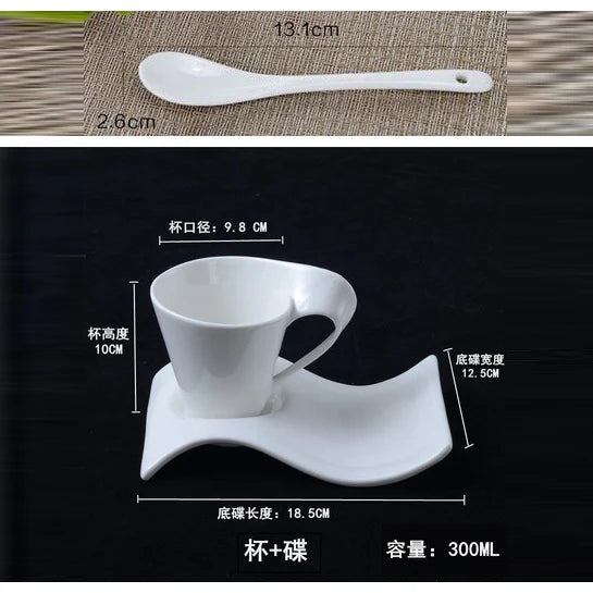 Creative Wavy Ceramic Espresso Cup Home Breakfast Dessert Milk Mug White Porcelain Coffee Cup Couple Mug Gift Home Decor Modern