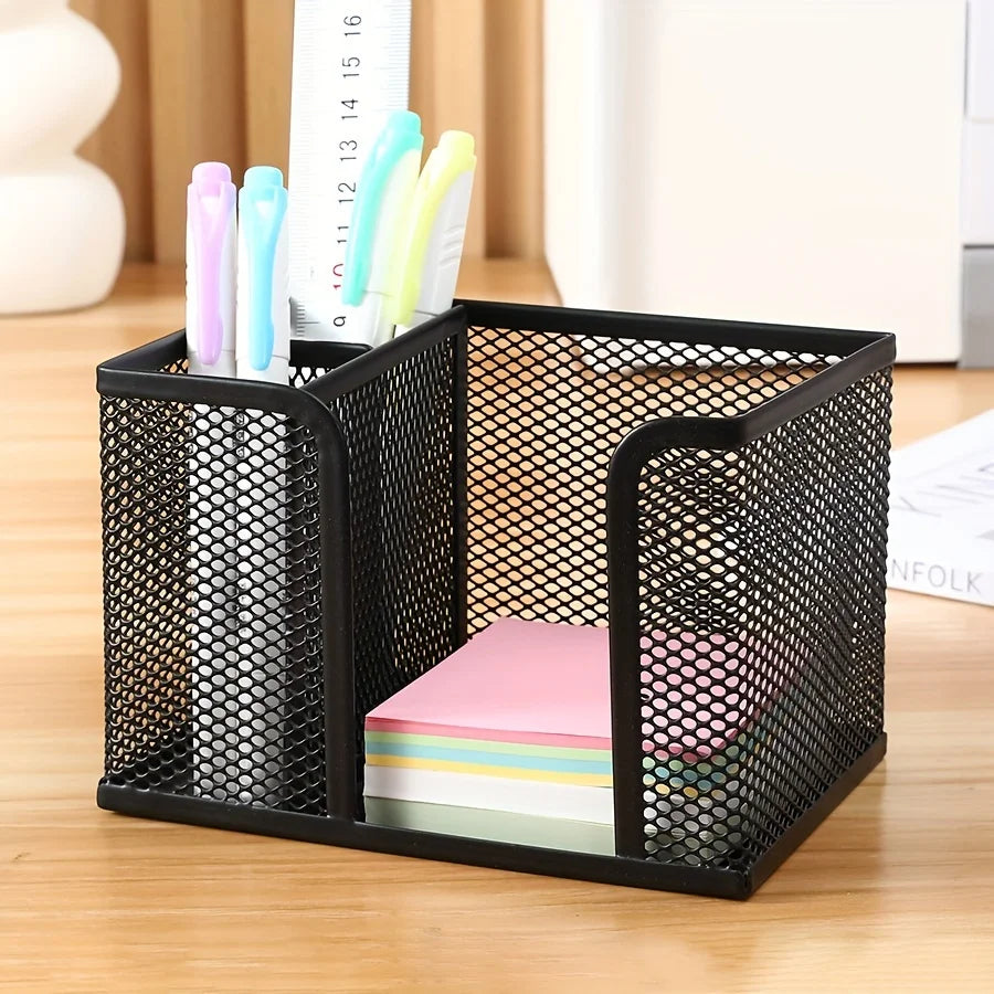 1pc Black Pen Holder Mesh Office Supplies Accessories Desk Organizer Home Office and School Pencil Organizer Makeup Storage Box