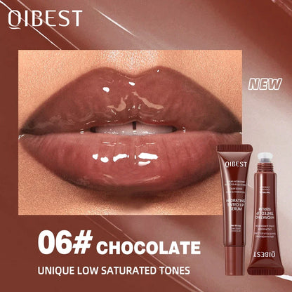 Blushimmer nude brown plumping lip gloss tube with moisturizing tinted lip oil for full, soft lips, 12g.