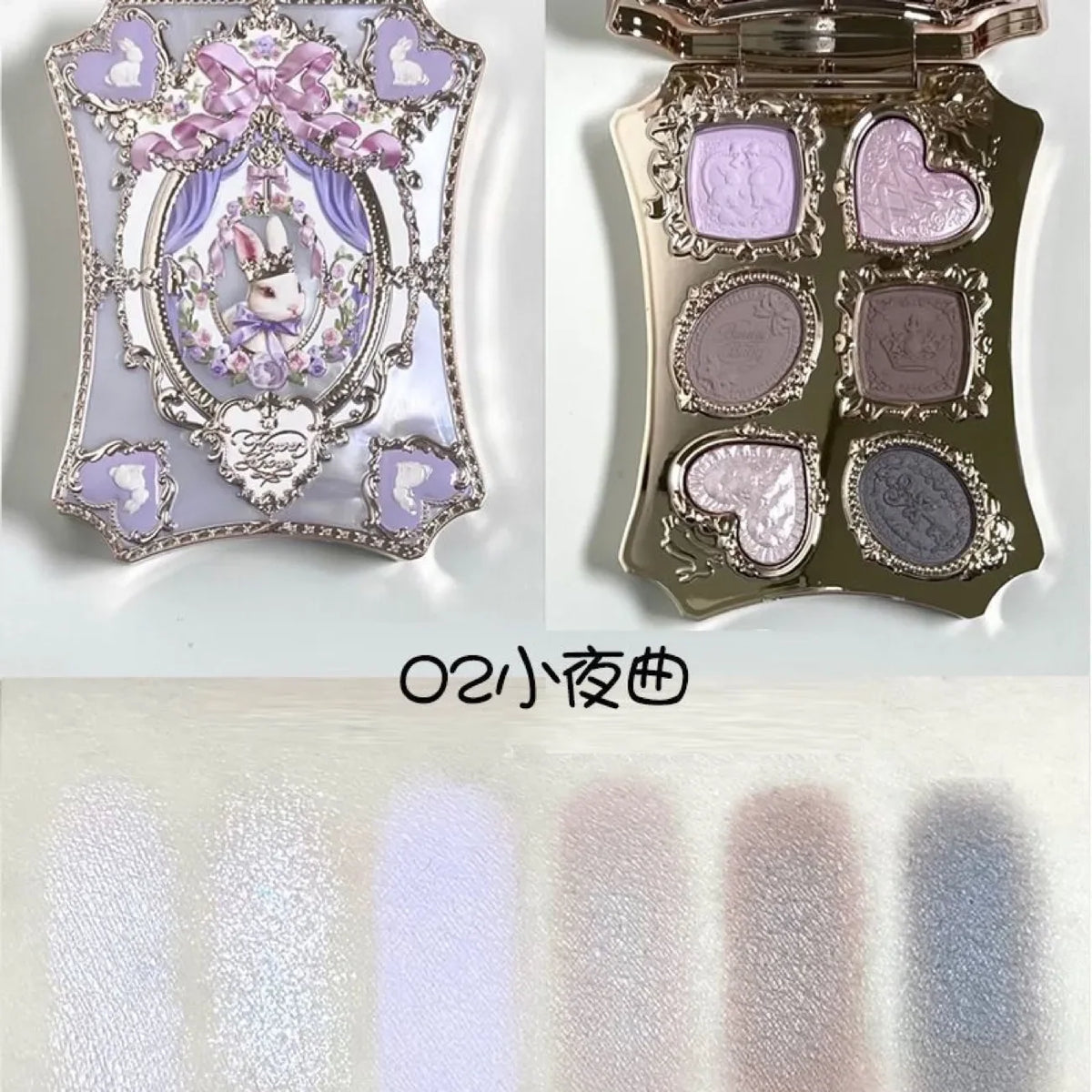 Blushimmer Flower Knows Sweetie Bear eyeshadow palette with six matte and shimmer colors, featuring floral-themed packaging.