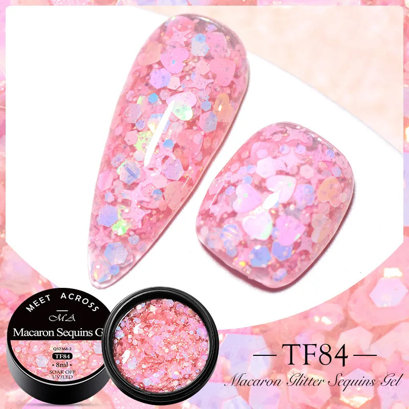 Blushimmer MEET ACROSS 5ml pink dried flower gel nail polish with natural flower design, for UV/LED nail art and soaking off.