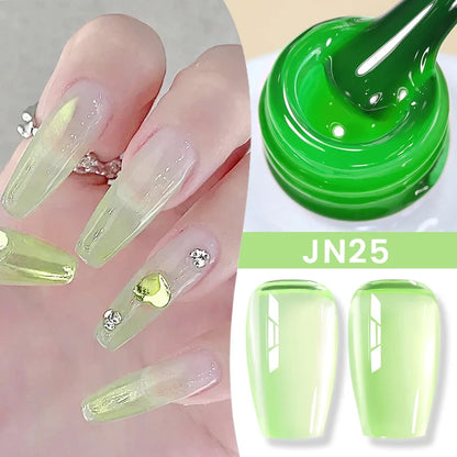 Blushimmer Born Pretty Jelly Nude Gel Nail Polish in light pink peach, translucent UV cure gel for DIY nail art at home