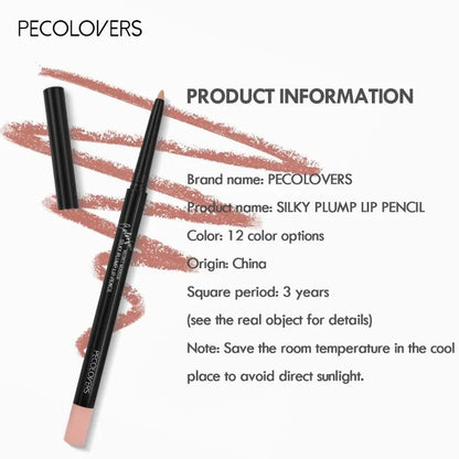 Blushimmer waterproof matte red lipliner pencil with long-lasting, moisturizing formula, shown with a lipstick tube and swatch.