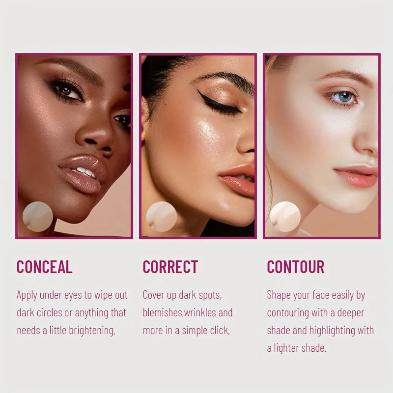 Blushimmer sponge head concealer for dark circles, freckles, acne, and blemishes, with long-lasting moisturizing liquid foundation.