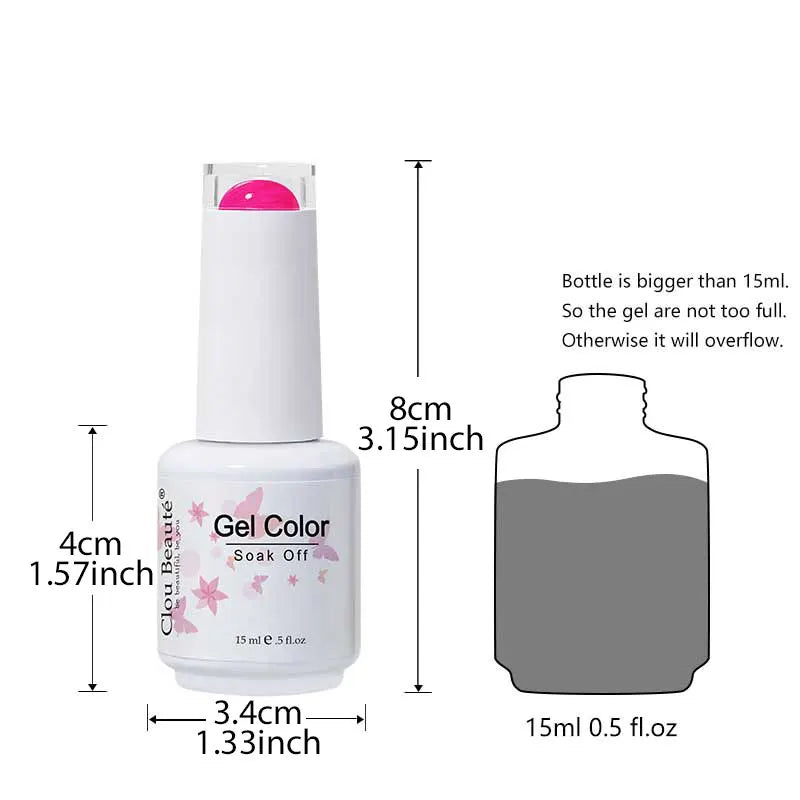 Blushimmer Clou Beaute 15ml neon gel nail polish base and top coat in red, black, white, green with velvet finish, 400 colors option