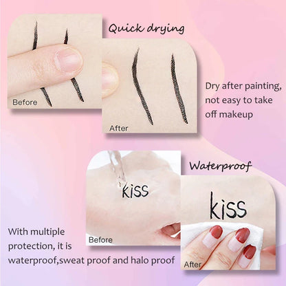 Blushimmer PTWOP 2-piece winged eyeliner stamp and liquid pencil set in black, showing the eyeliner tools and packaging.