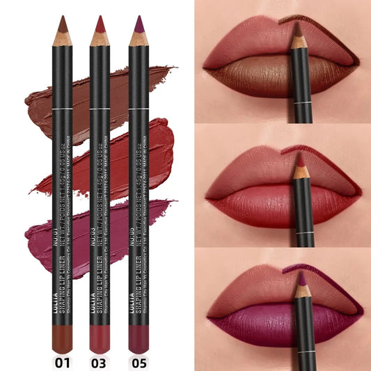 Blushimmer 3-piece silky matte lip liner set with waterproof, long-lasting, non-sticky formula for defined lip contours.