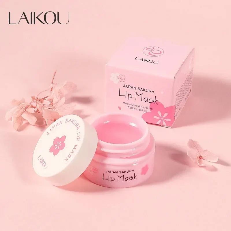 Blushimmer LAIKOU Cherry Blossom Lip Balm in 8g, moisturizing and nourishing lipstick base for autumn and winter lip skincare.