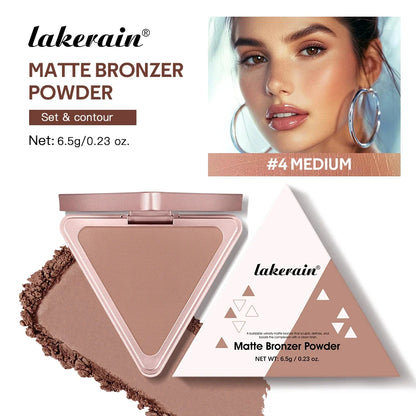 Lakerain Matte Bronzer Powder Long Lasting Makeup Effect Waterproof Sweatproof Setting Powder Oil Control Bronzer Face Makeup